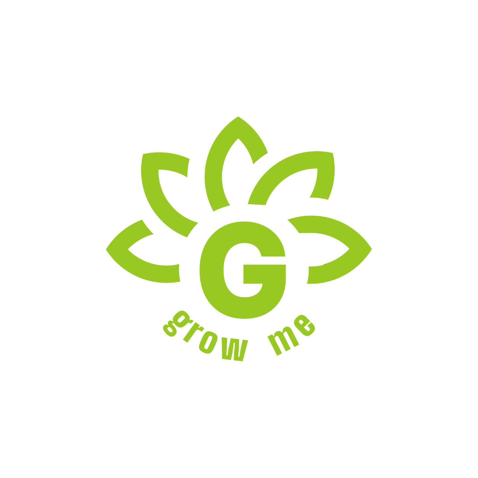 Grow Me logo — green lotus leaf mark with a G